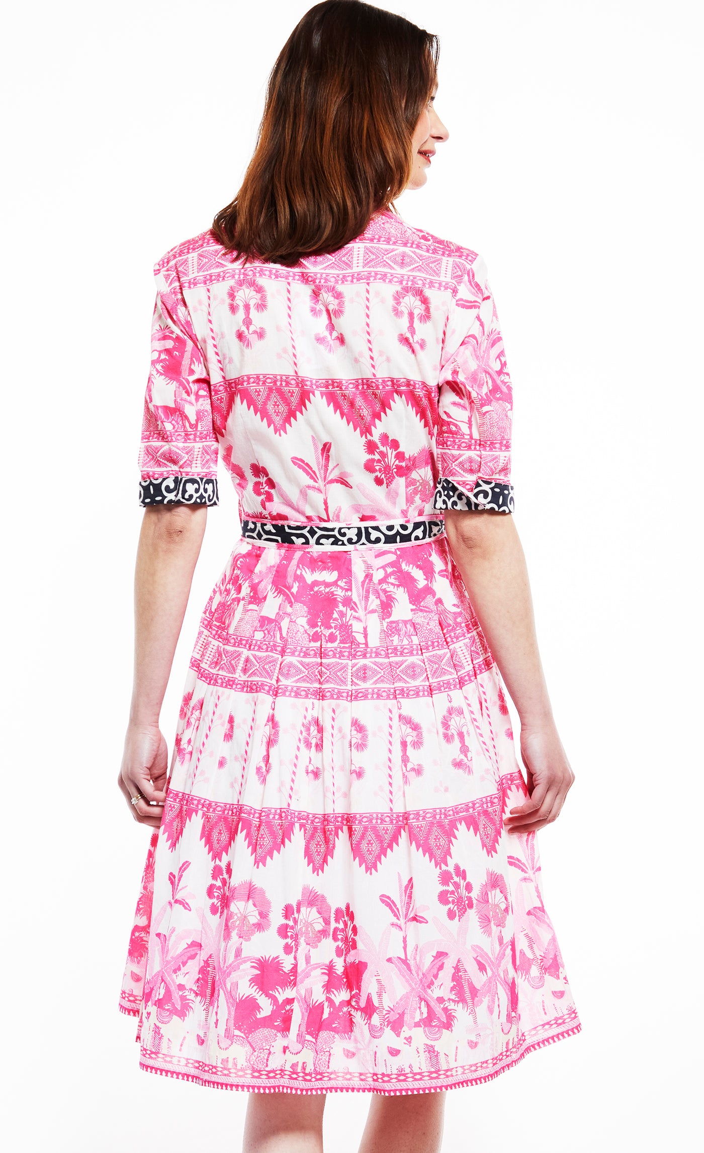 Mrs Maisel Dress with Pink Ikat Print XS / 663-M605