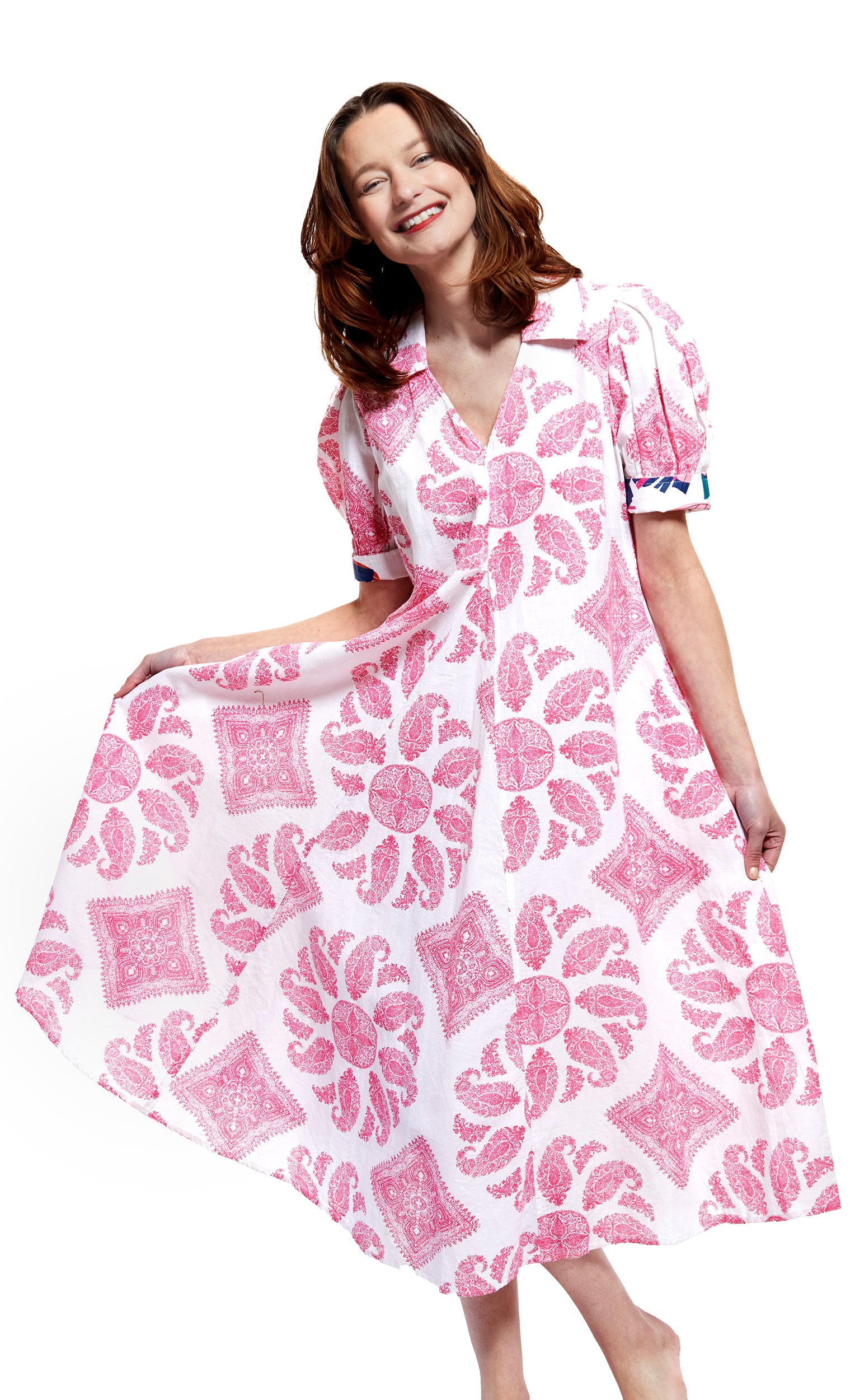 Montauk Dress in Pink And White Paisley – Dizzy-Lizzie