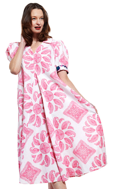 Montauk Dress in Pink And White Paisley XS / 6657-M509