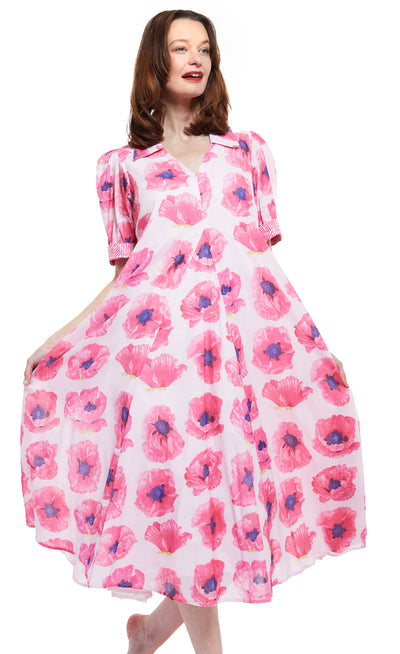 Montauk Dress in Pink with Poppy Print XS / 6657-M511