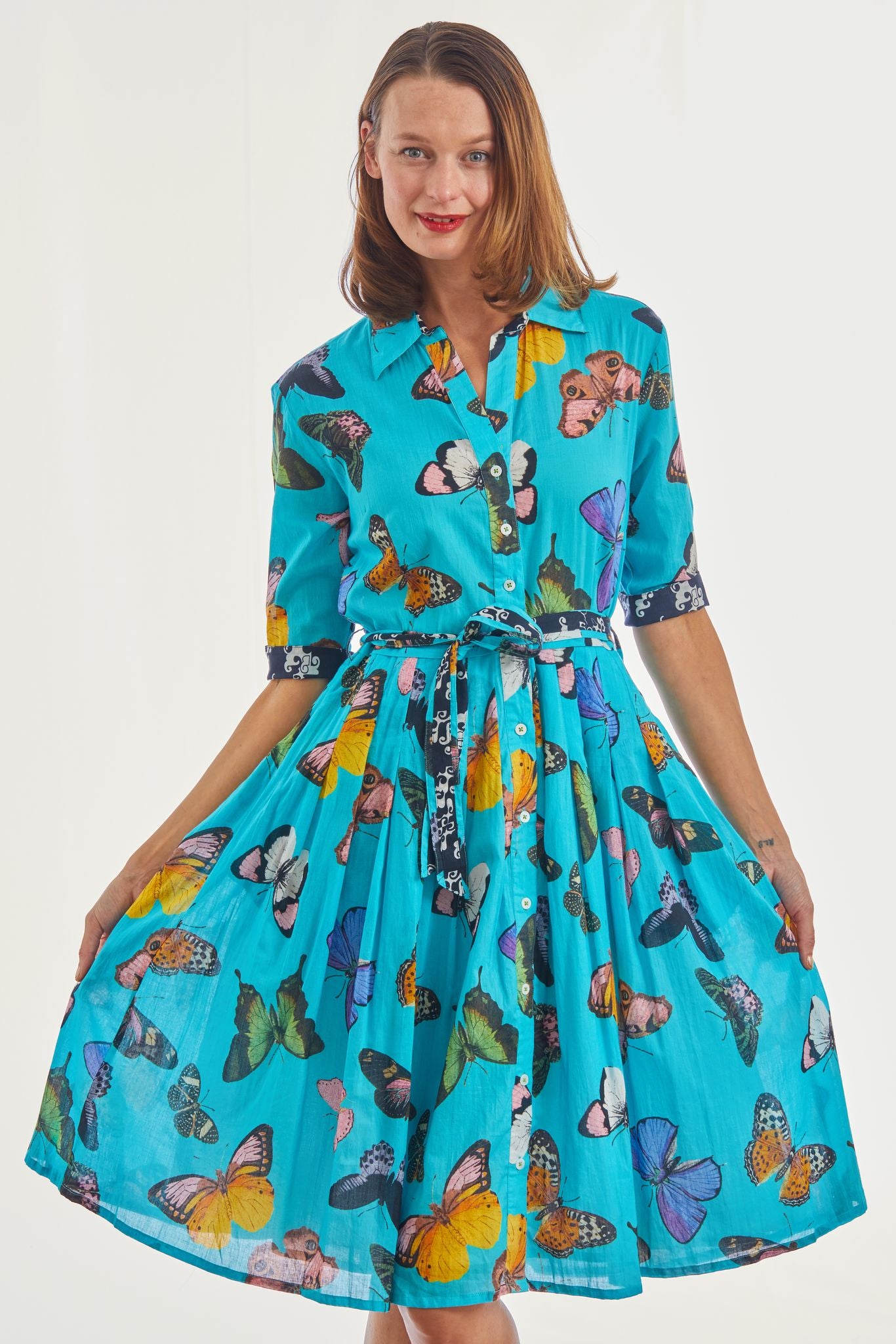 Mrs Maisel Dress Turquoise  Butterflies