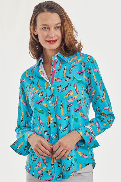 Rome Shirt Turquoise Shoe Print