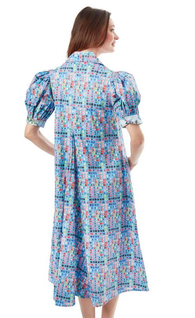 Montauk Dress Mid Blue Confetti Print