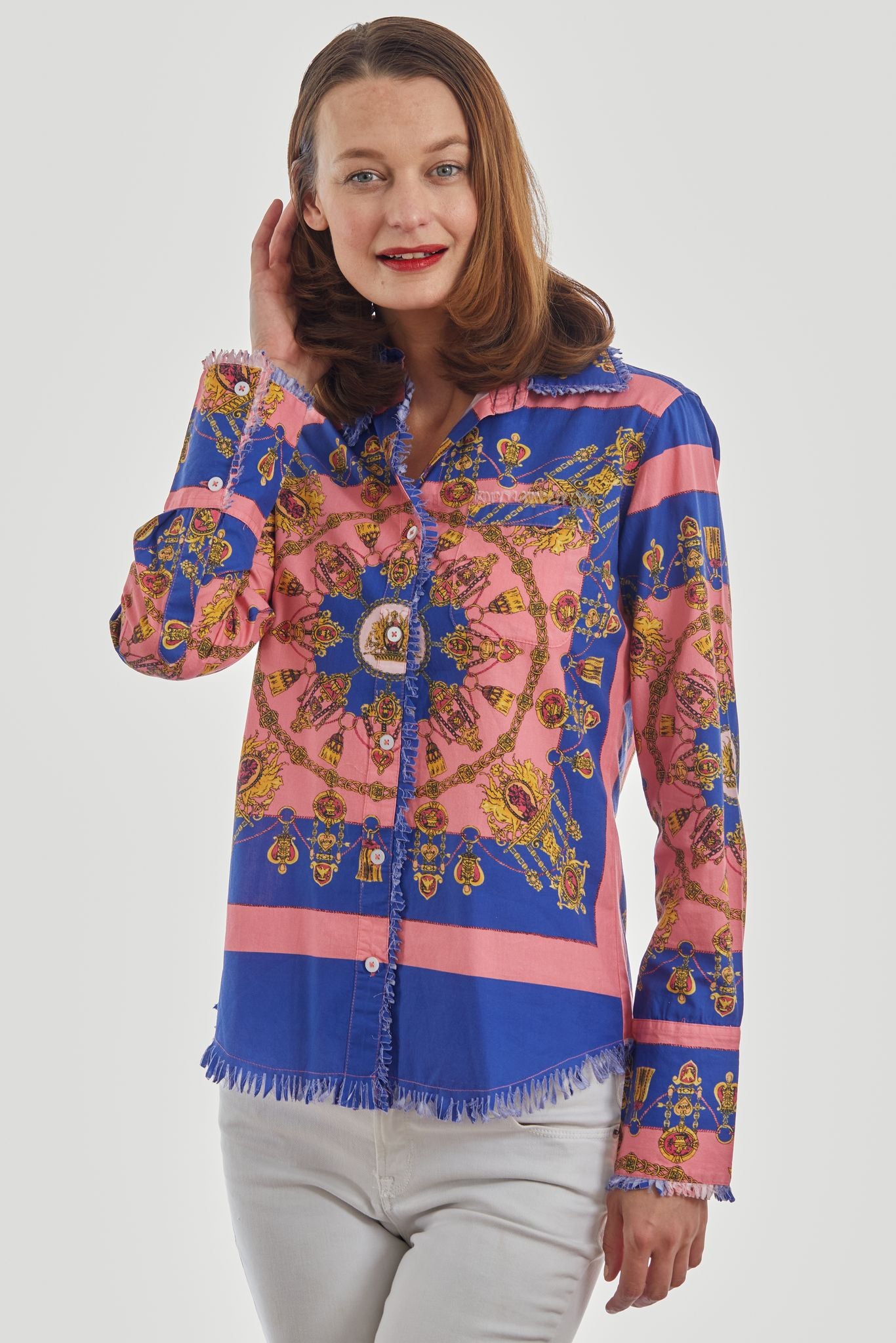 Cape Cod Tunic Navy Pink with Gold Engineered