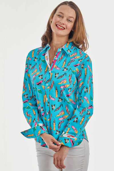 Rome Shirt Turquoise Shoe Print