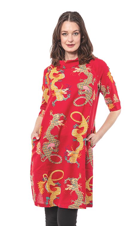 Audrey Retro Dress Red Dragons