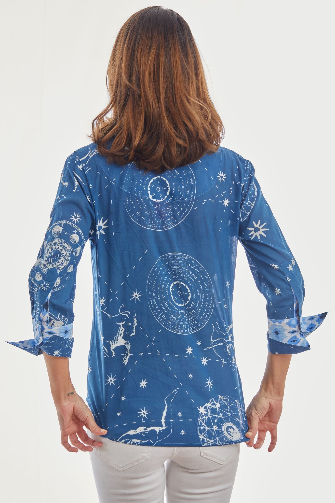 3/4 Sleeve Rome Shirt Navy Constellation Print