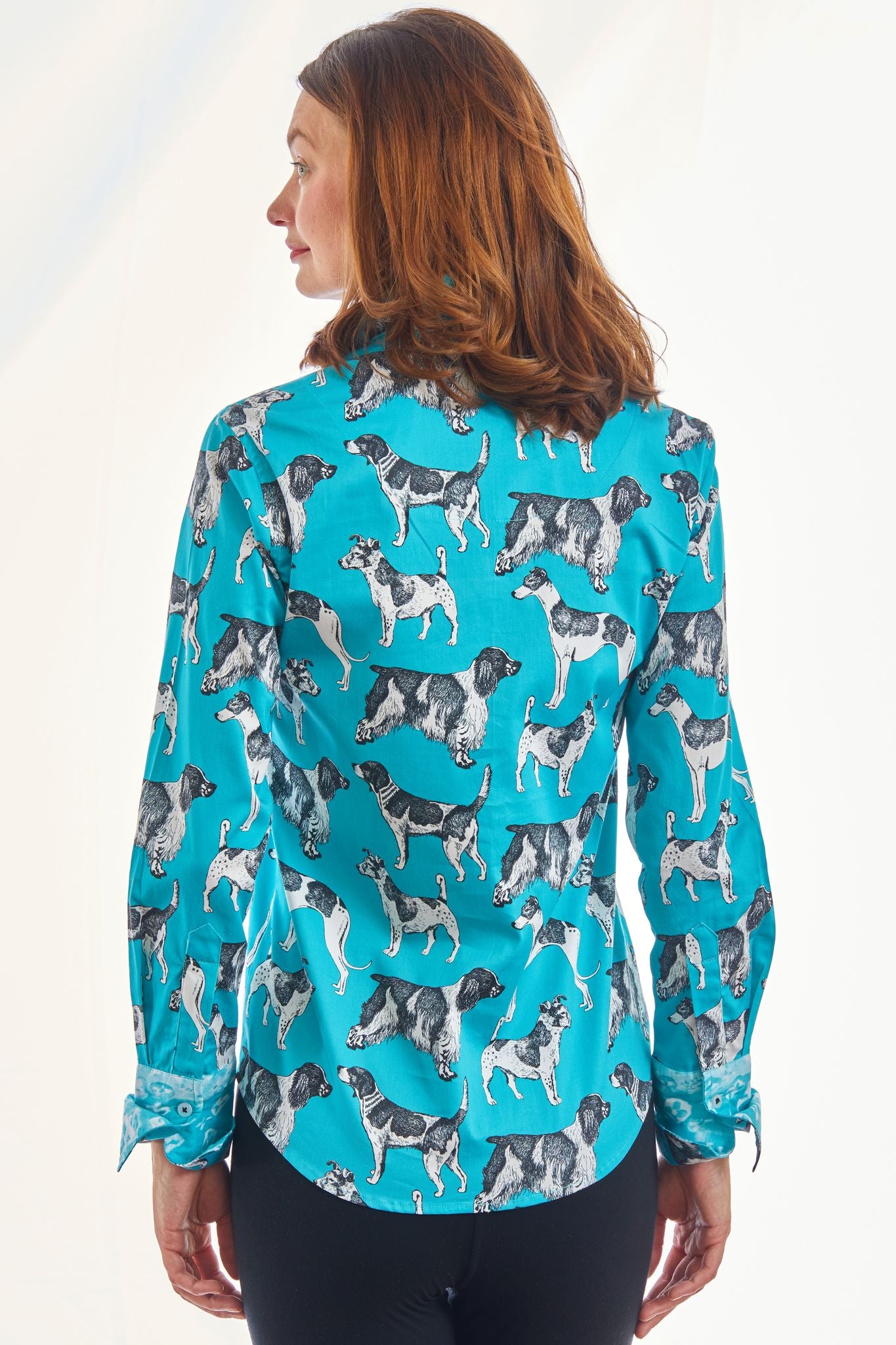 Rome Shirt Turquoise Ground Black White Pooches – Dizzy-Lizzie