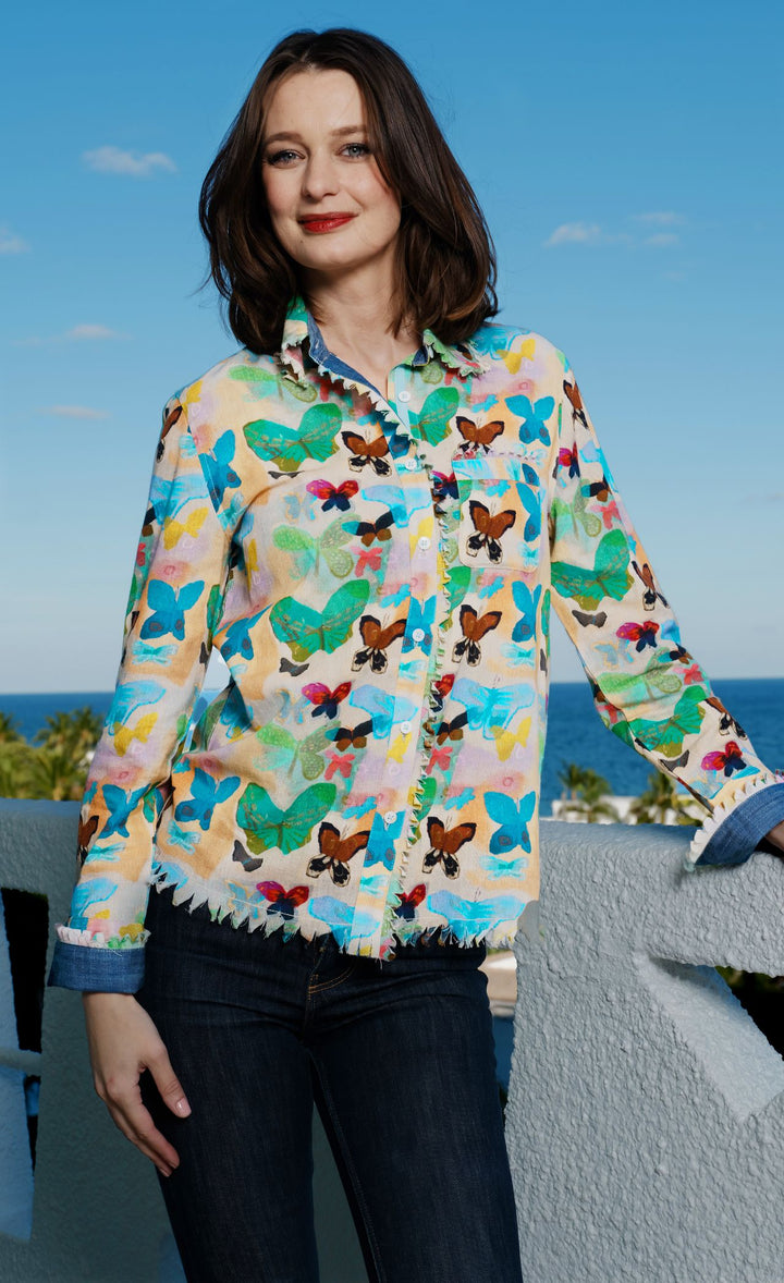 Cape Cod Top with Neutral Ground Butterflies