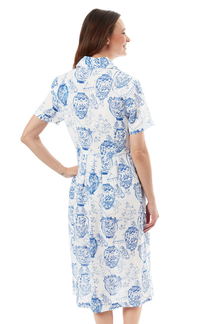 Shortsleeved Shirt Dress Chinoiserie