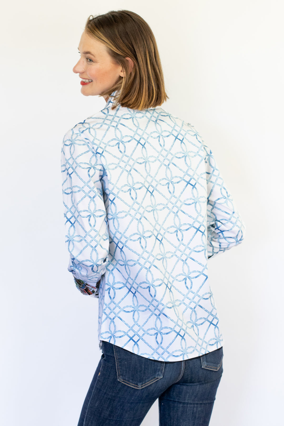 Rome Shirt Blue Loops on White