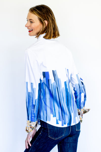 Rome Shirt Shades of Blue Brushstroke Print