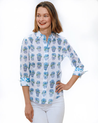 Rome 3/4 Shirt Hydrangeas W Chinoiserie XS / 4023-S433