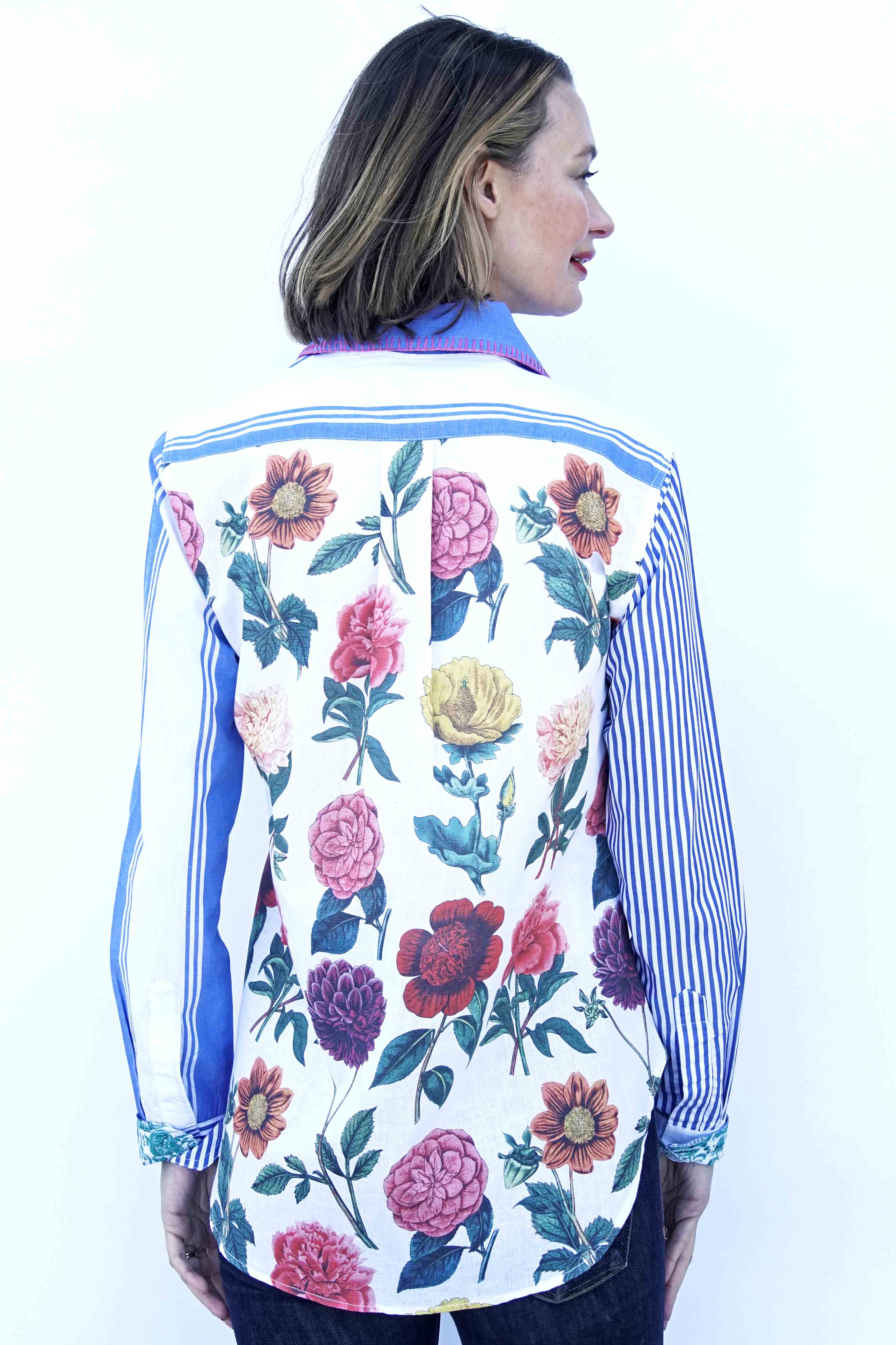 トップス meltthelady neck ribbon tops Madison Top Stripes And Flowers W Whipstitch At Collar – Dizzy-Lizzie