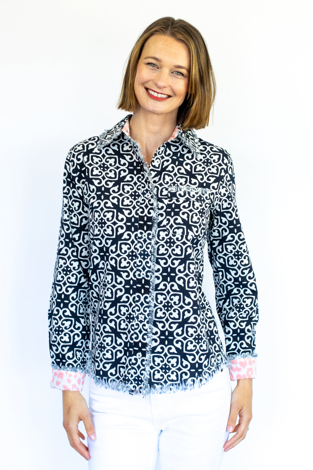 Cape Cod Shirt with Black &amp; White Geometric Print