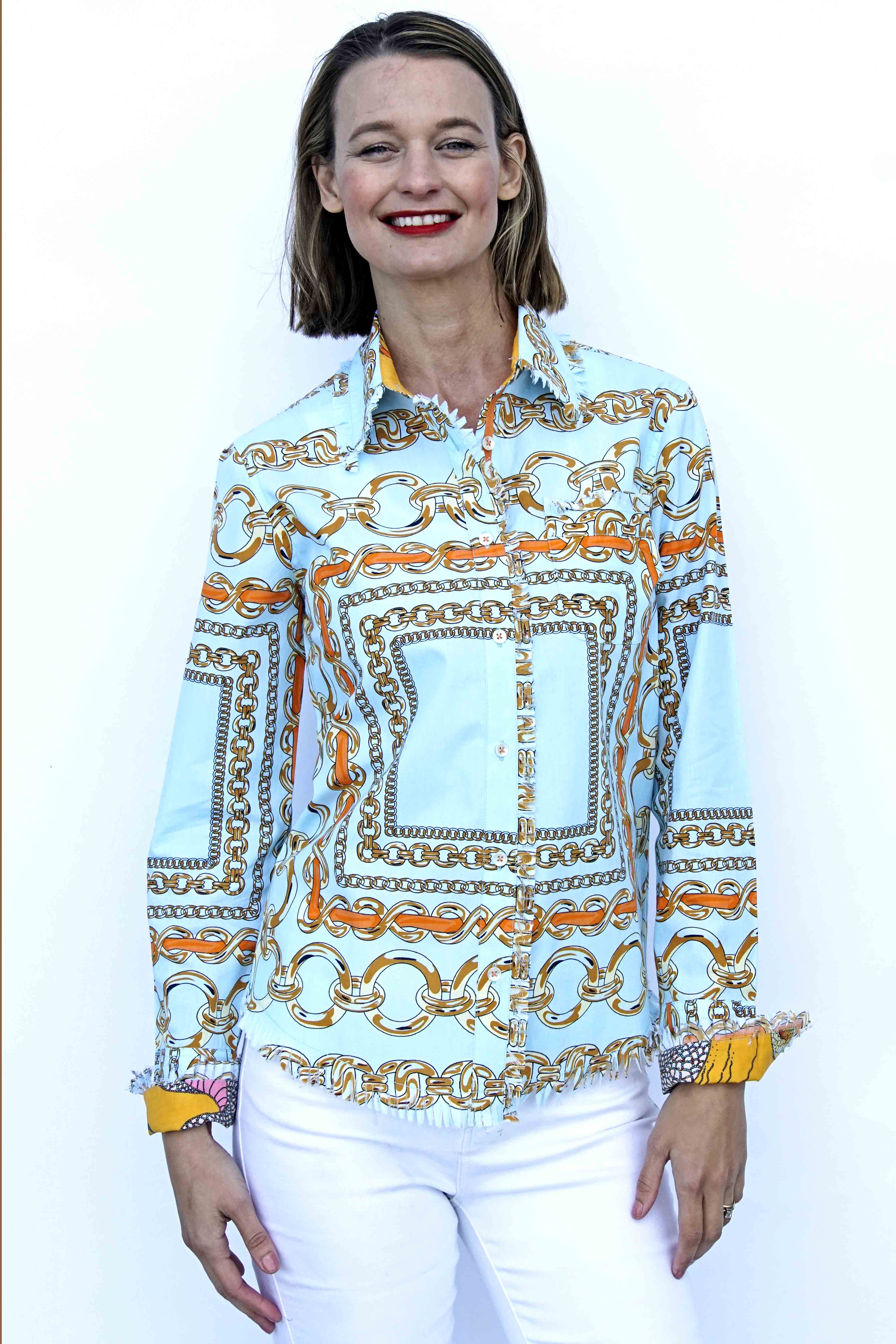 Cape Cod Tunic, Aqua Ground W Orange Links – Dizzy-Lizzie