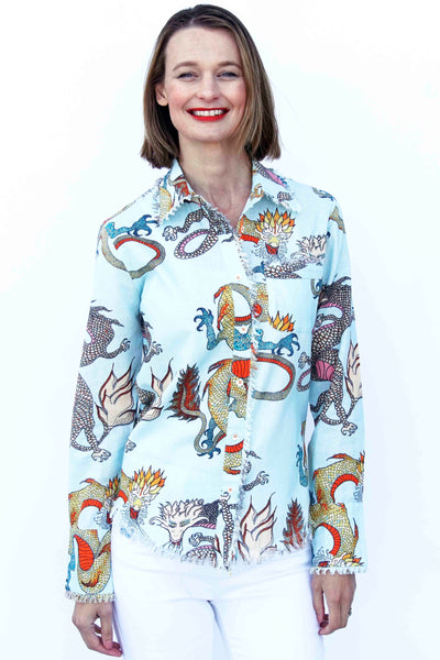 Cape Cod Tunic, Aqua Ground Dragons