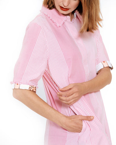 Chatham Dress Pink White Variagated Stripes XS / 615A-S464