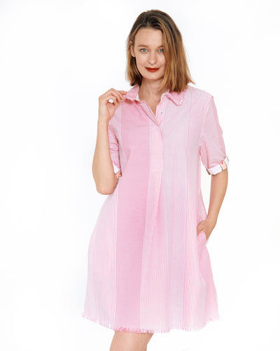 Chatham Dress Pink White Variagated Stripes XS / 615A-S464