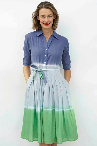 Mrs Maisel Dress Blue Green Tie Dye Print