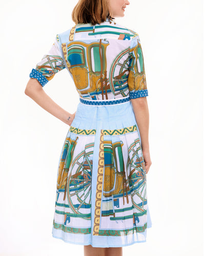 Mrs Maisel Dress Blu Green H Print XS / 663-S161BG