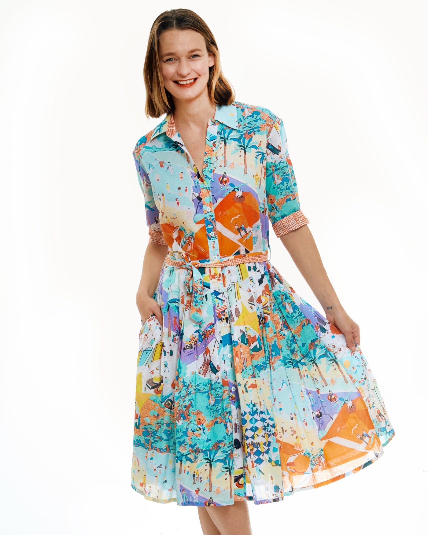 Mrs Maisel Dress Beach Print XS / 663-S4600