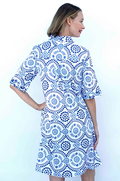 Monterey Dress Blue And White Americana Print